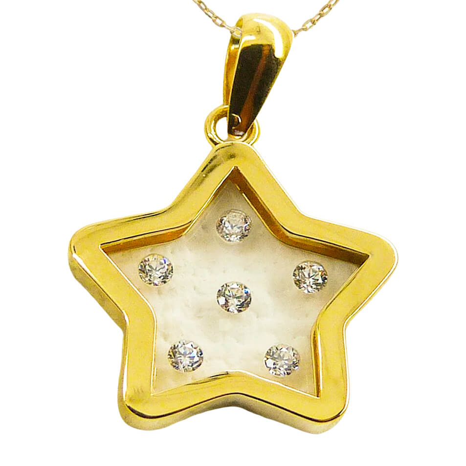 Gargantilla cristal y circonitas estrella oro 18k
