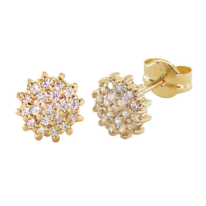 Pendientes cuajo de circonitas oro 18k