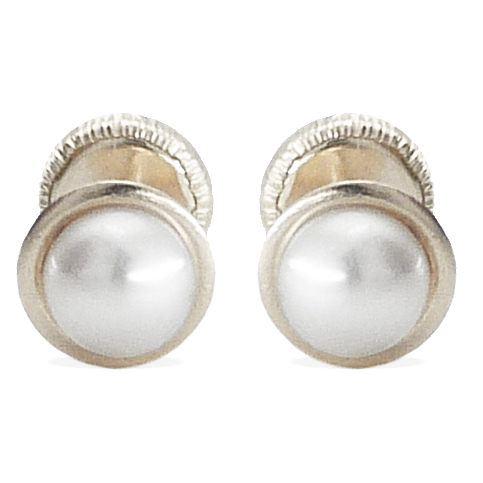 Pendientes redondos orla con perla medida de 4mm.oro 18k
