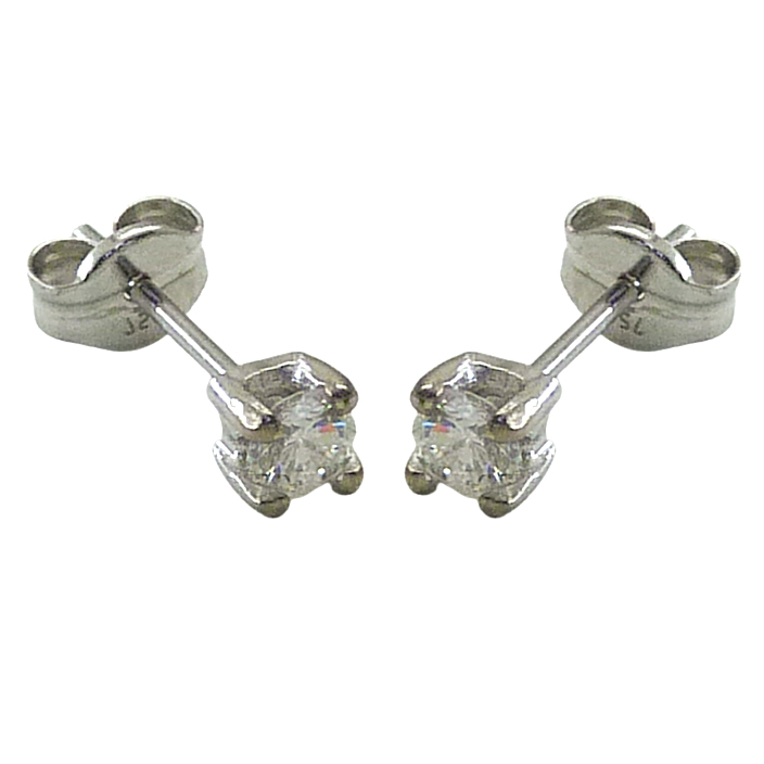 Pendientes 4 garras y diamante oro blanco 18k