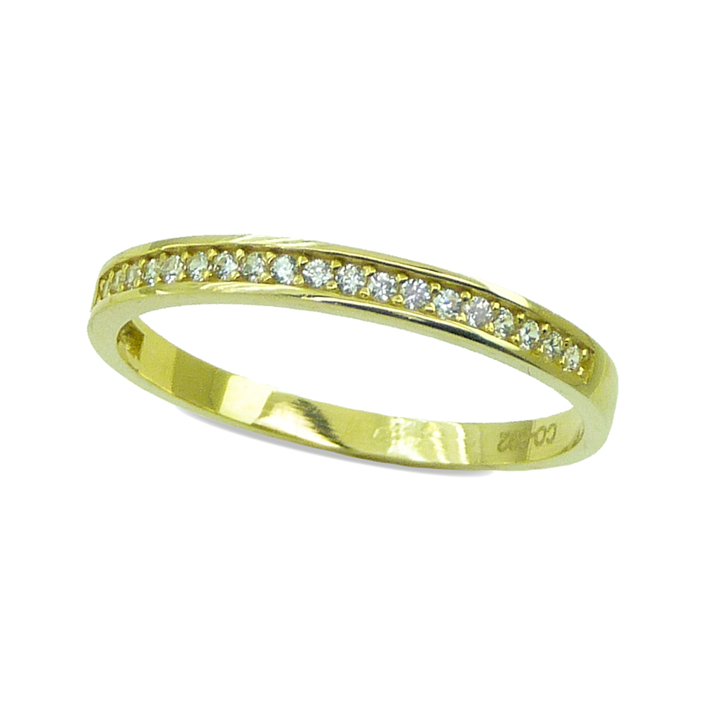 Anillo media alianza con circonitas oro 18k