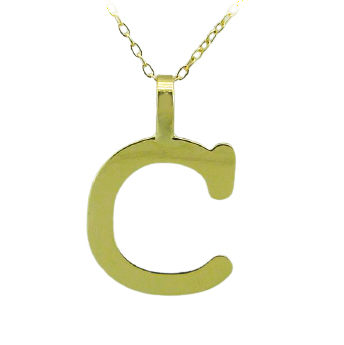 Gargantilla letra C lisa brillo oro 18k