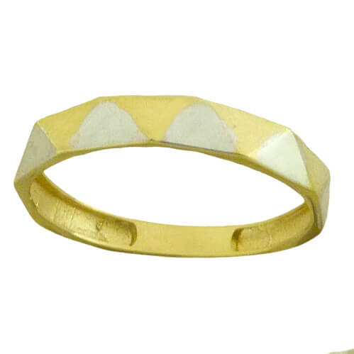 Anillo bicolor tallado brillo oro 18k