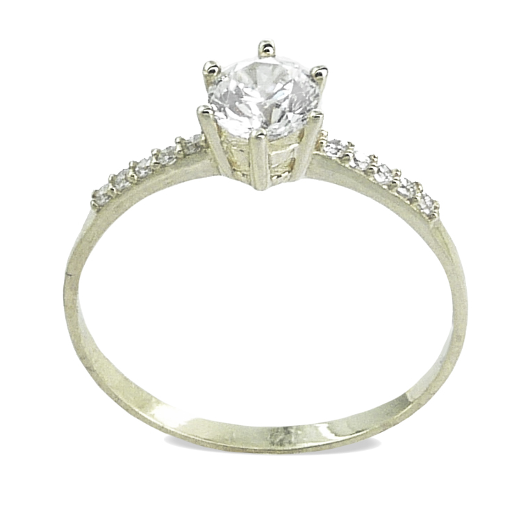 Anillo solitario circonitas oro blanco 18k