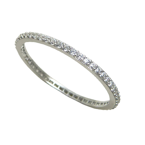 Anillo tipo alianza con circonitas oro blanco 18k
