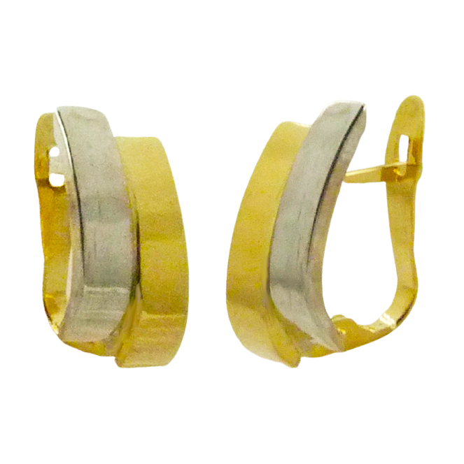Pendientes bandas bicolor oro 18k
