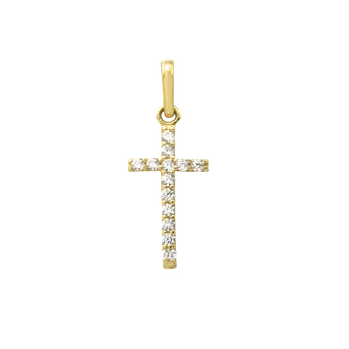 Colgante cruz de circonitas oro 18k