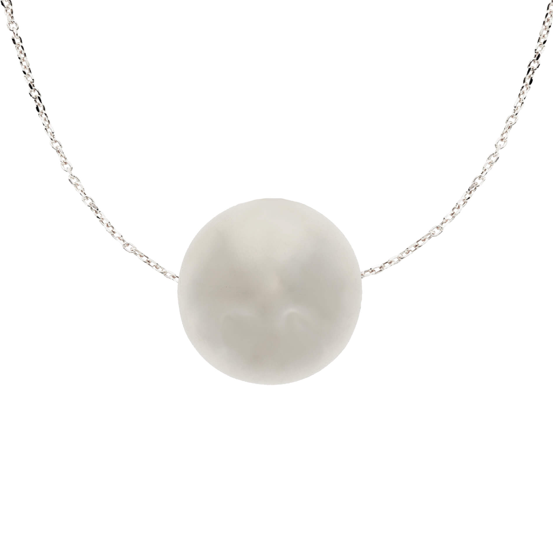 Gargantilla con bola medida 8mm.de oro blanco 18k