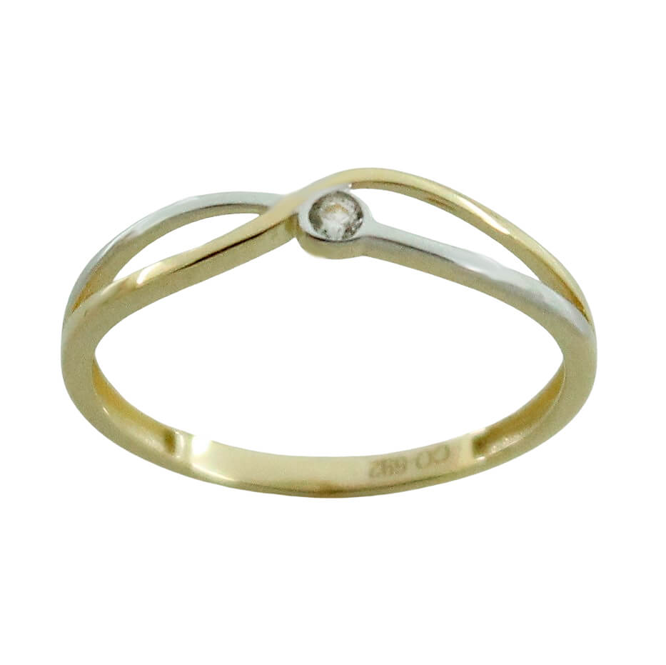 Sortija brillo bicolor con circonita oro 18k