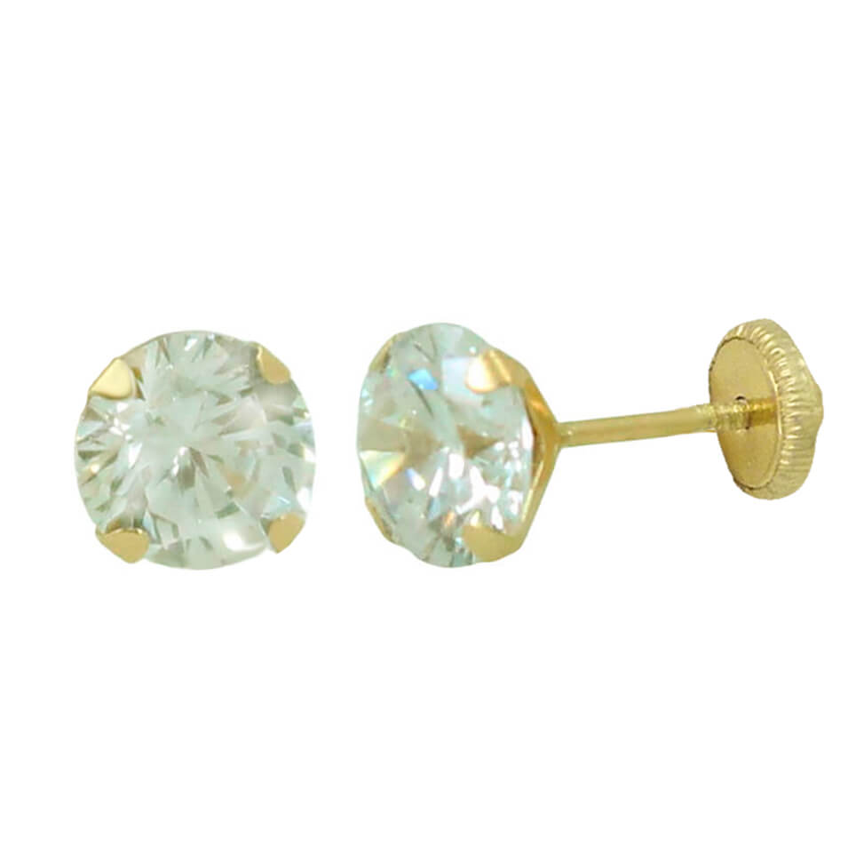 Pendientes circonita 4 garras oro 18k