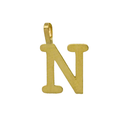 Colgante inicial en brillo espejo "N" oro 18k