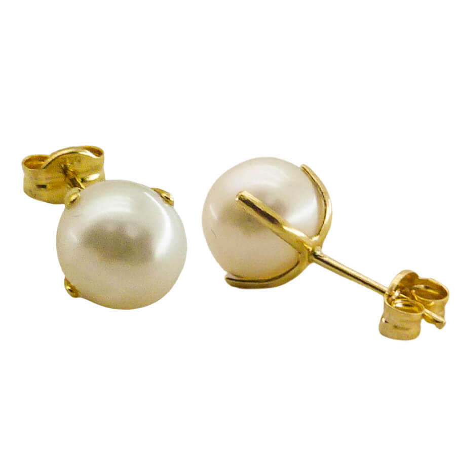 Pendientes perla 4 garras medida de 7/7'5mm.oro 18k
