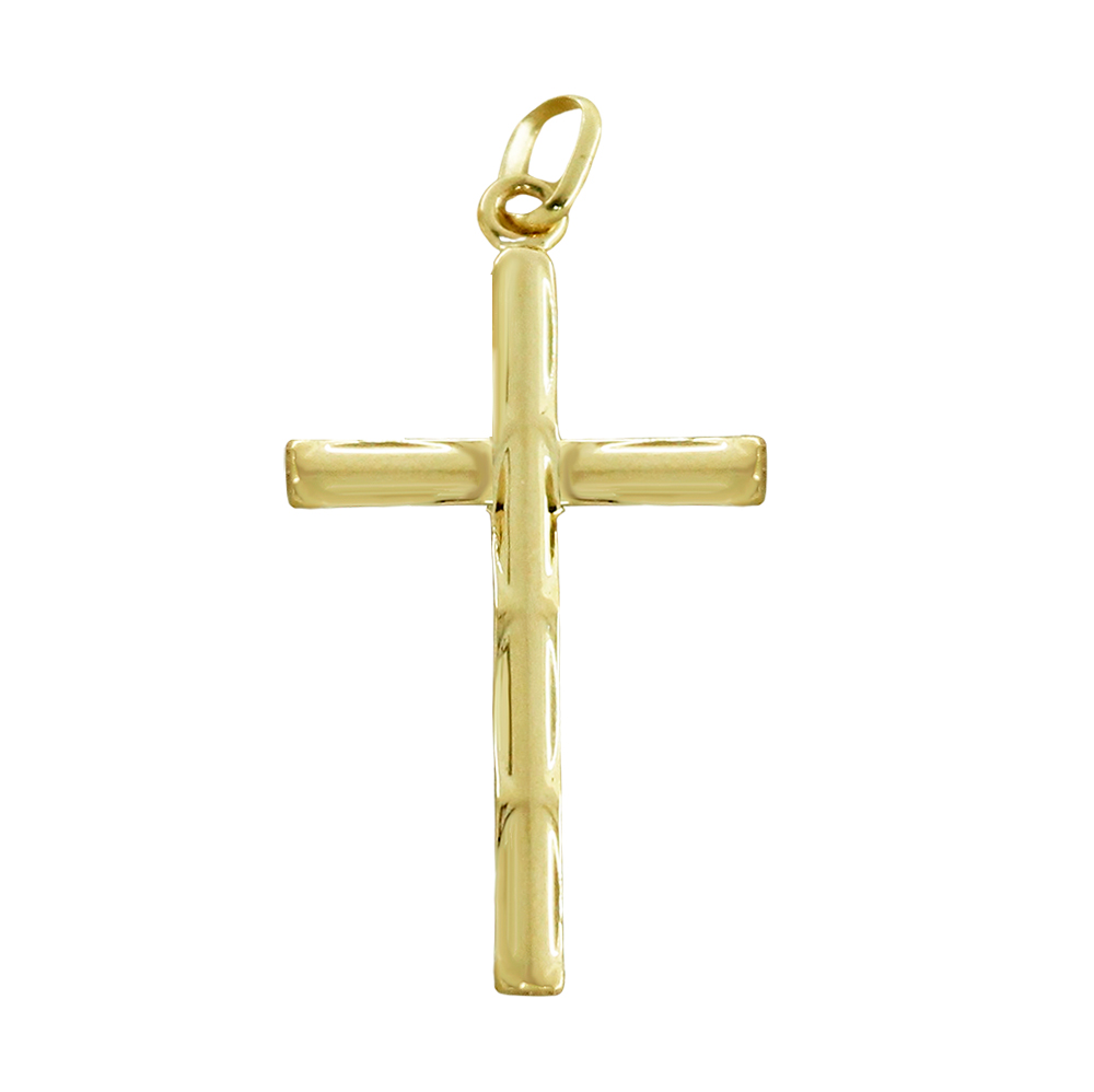 Cruz sin cristo brillo oro 18k
