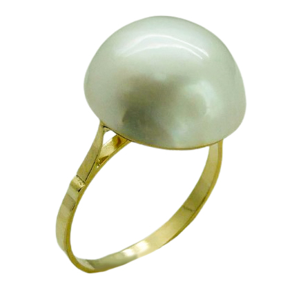 Anillo media perla japonesa medida 15-18mm.oro 18k
