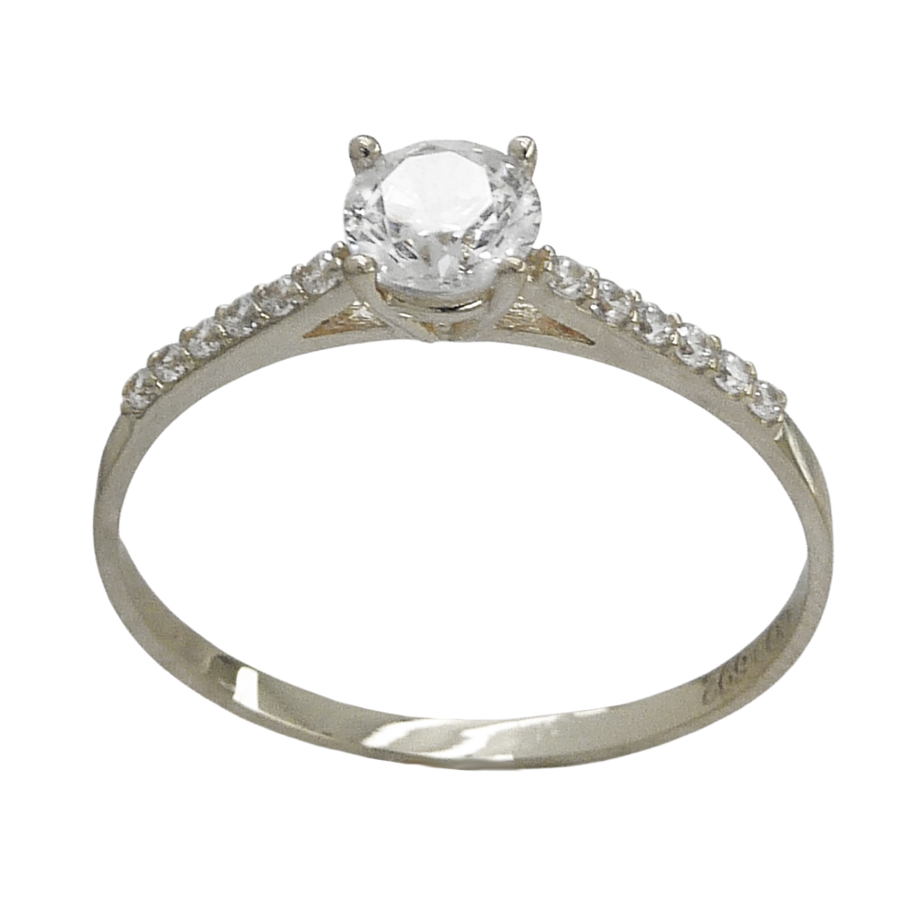 Sortija oro blanco y circonitas classic oro 18k