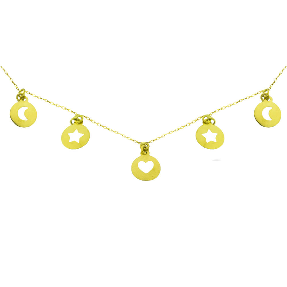 Gargantilla con medallitas caladas oro 18k