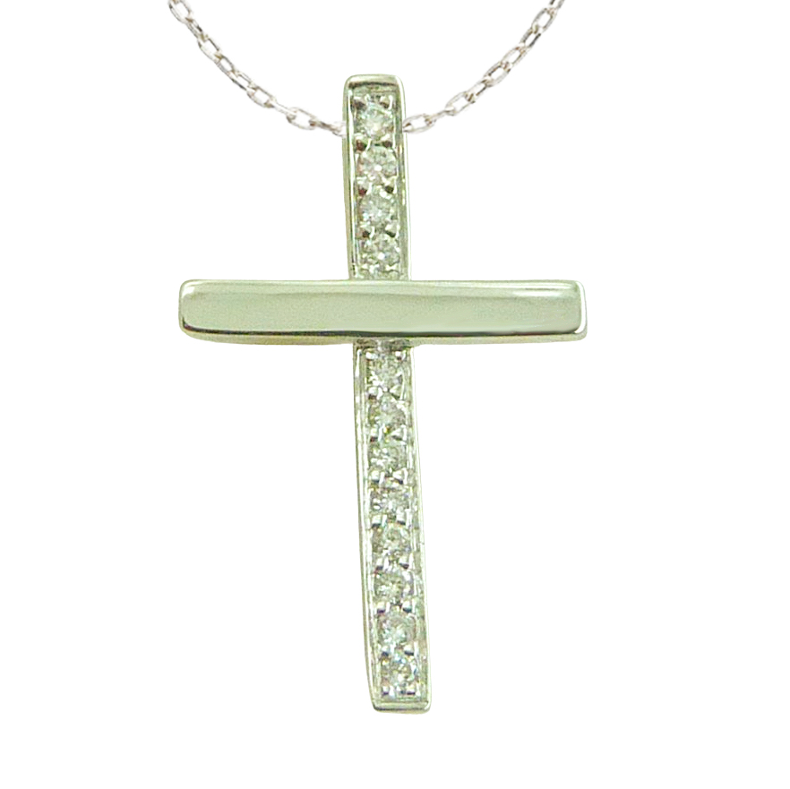 Gargantilla cruz 16x10mm 12 brillantes 0.04 ct tw H-SI.