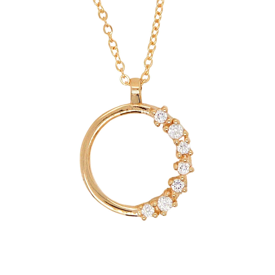 Gargantilla redonda brillo con circonitas oro 18k