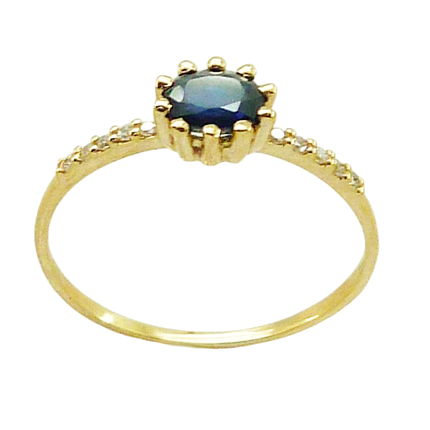 Sortija zafiro oval 10 garras y diamantes oro 18k