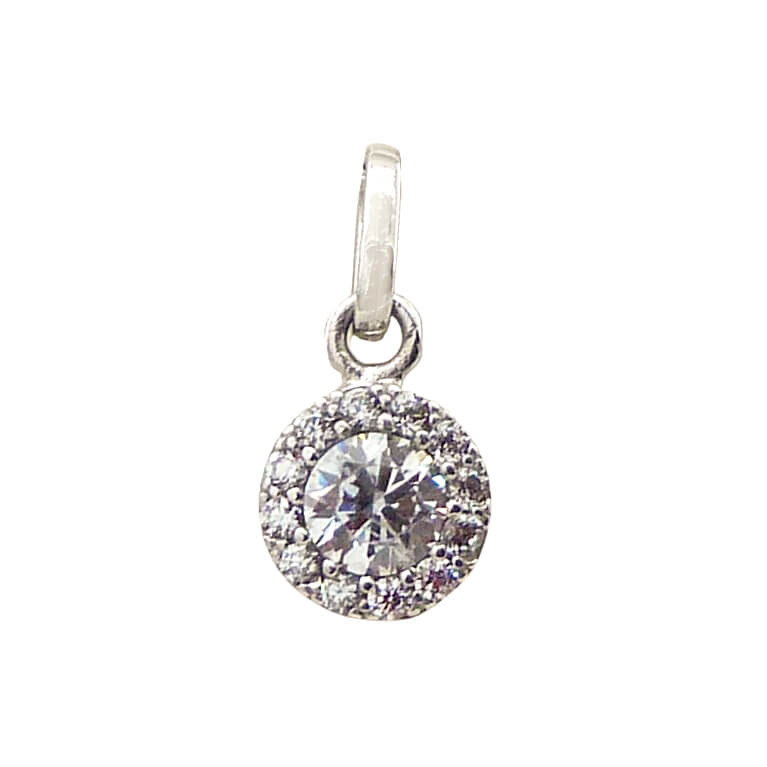 Colgante redondo circonitas oro blanco 18k