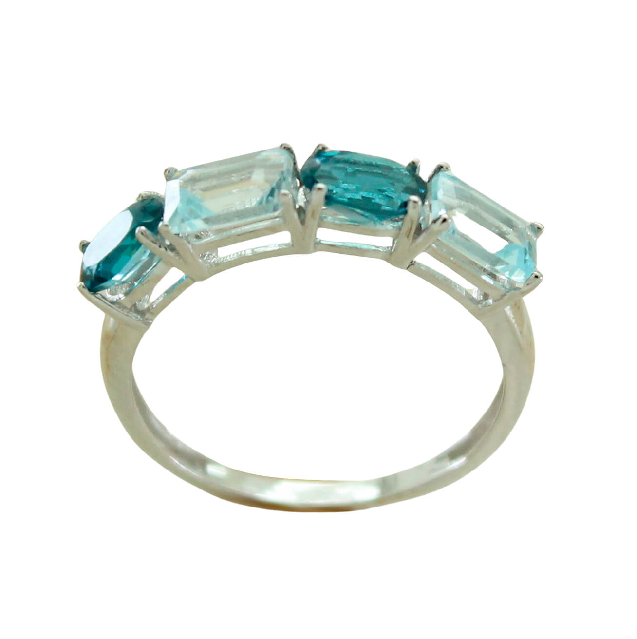 Anillo con topacio azul fino y London Blue oro blanco 18k