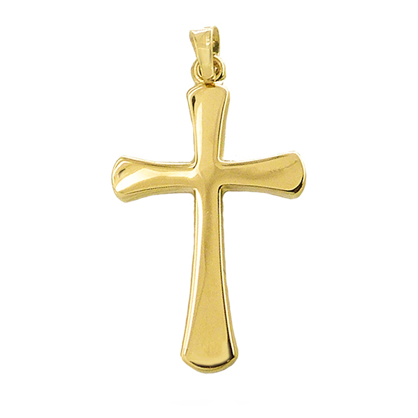 Colgante cruz lisa con brillo oro 18k