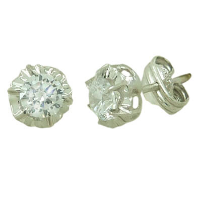 Pendientes circonita con seis garras oro blanco 18k