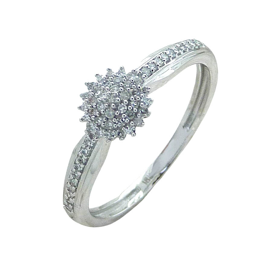 Anillo princesa 57 diamantes oro blanco 18k