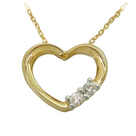 Gargantilla corazón brillo 2 diamantes oro 18k