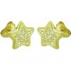 Pendientes en forma de estrella con circonitas oro 18k