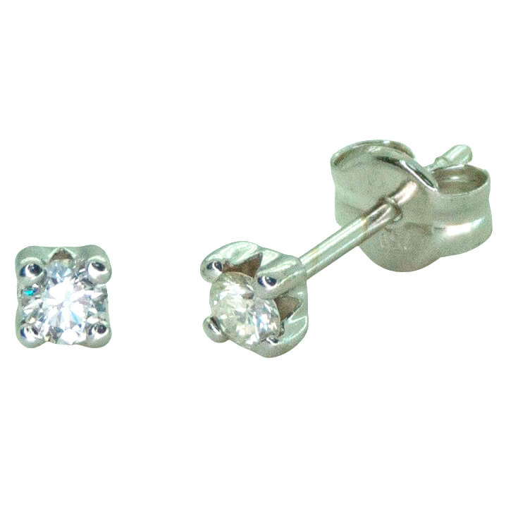 Pendientes brillo 4 garras diamante oro blanco 18k
