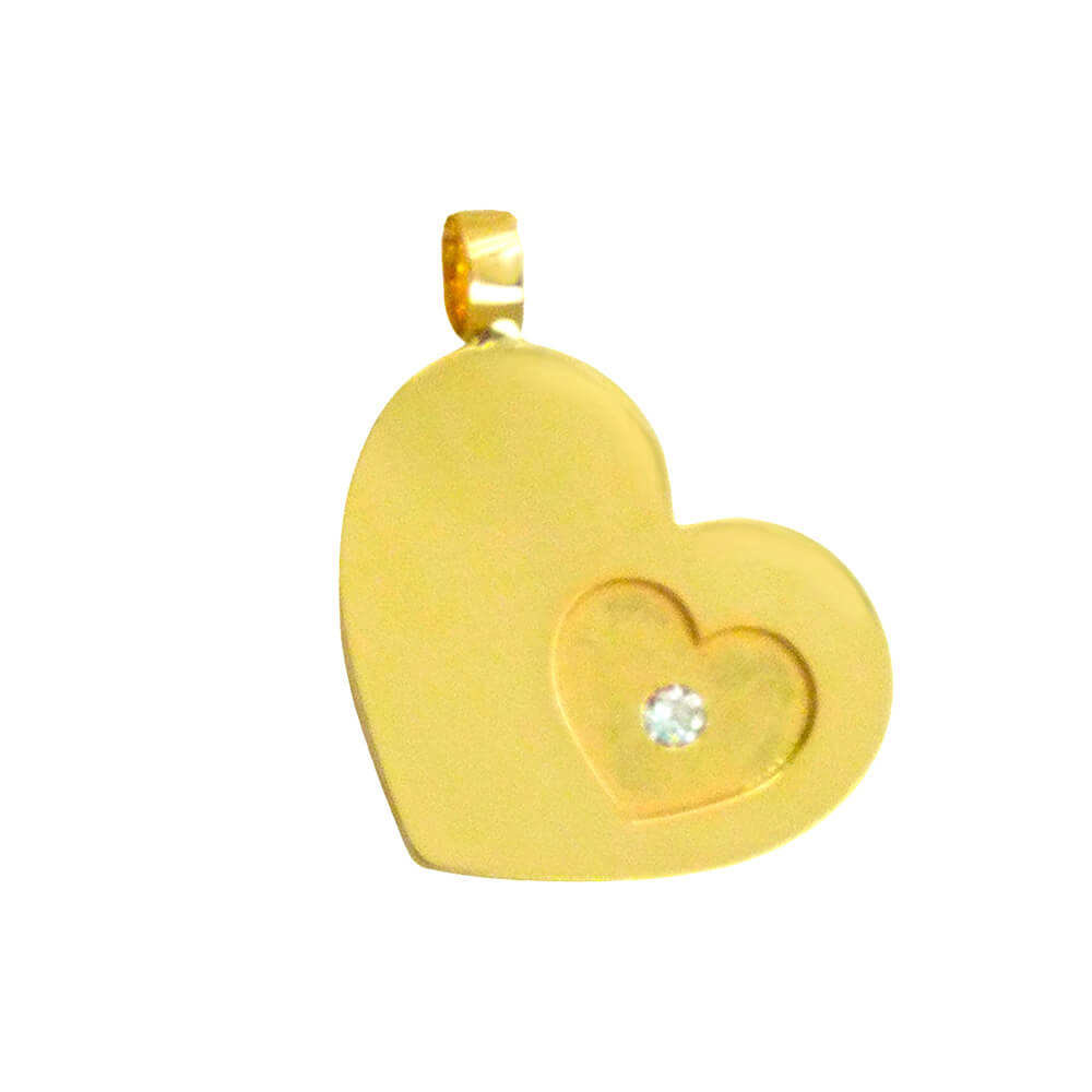 Colgante corazón brillo con circonita oro 18k