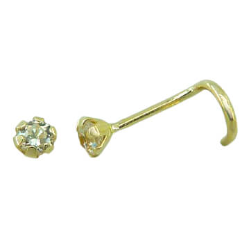Piercing nariz con garras y circonita de 2mm. oro 18k
