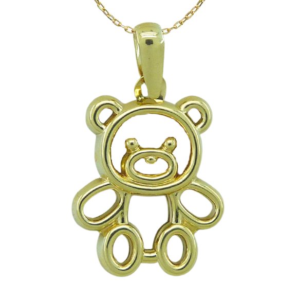 Gargantilla osito liso brillo calado oro 18k