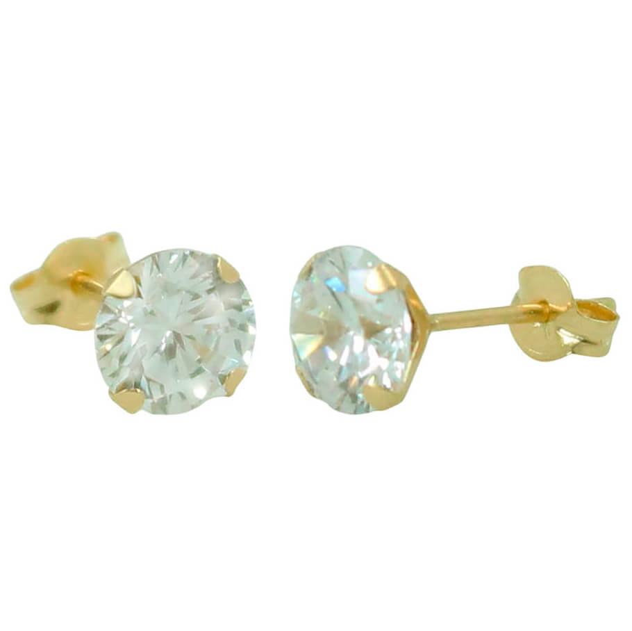 Pendientes circonita garras oro 18k