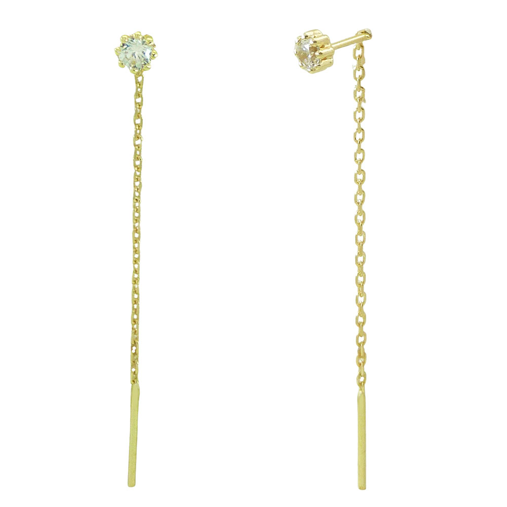 Pendientes garra circonita y cadena oro 18k