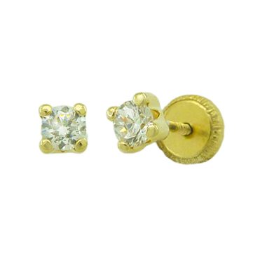 Pendientes brillo garras y circonita de 2'5x2'5mm. oro 18k