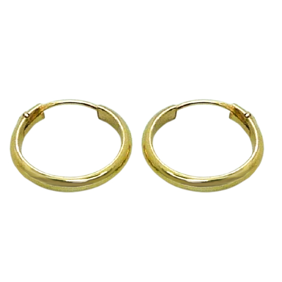 Pendientes aro de media caña medida 13x2mm.oro 18k