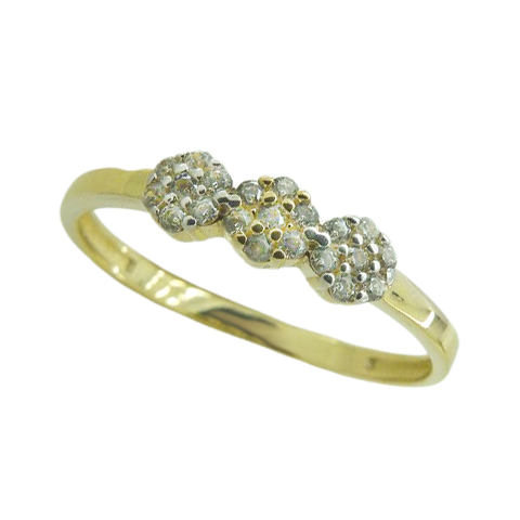 Anillo flores con circonitas bicolor 18k