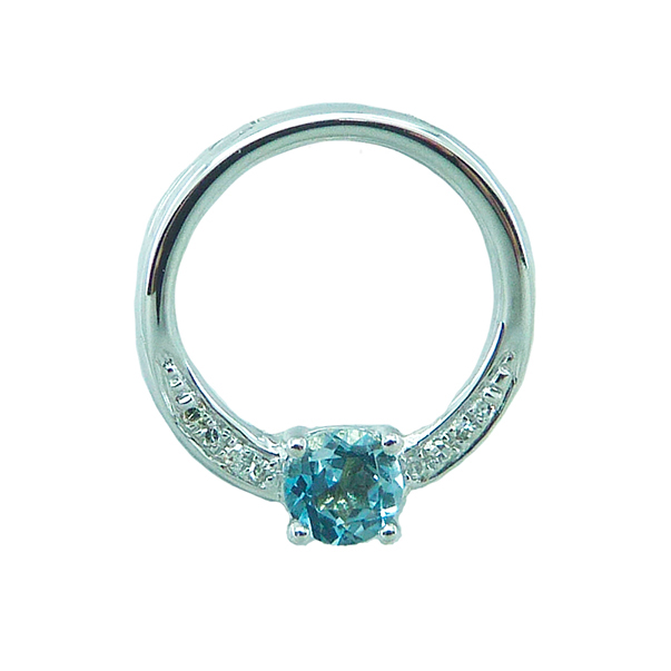 Colgante circulo brillo topacio 8 diamantes oro blanco 18k