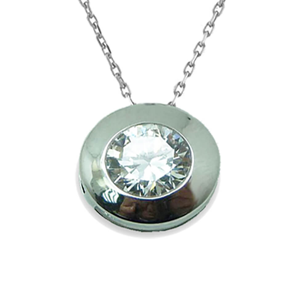 Gargantilla circonita bocelada brillo espejo 6mm. oro blanco 18k