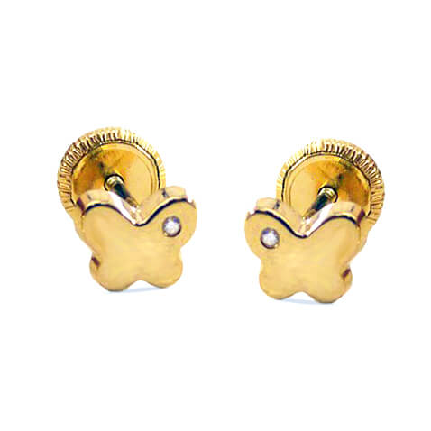 Pendientes circonita forma mariposa oro 18k