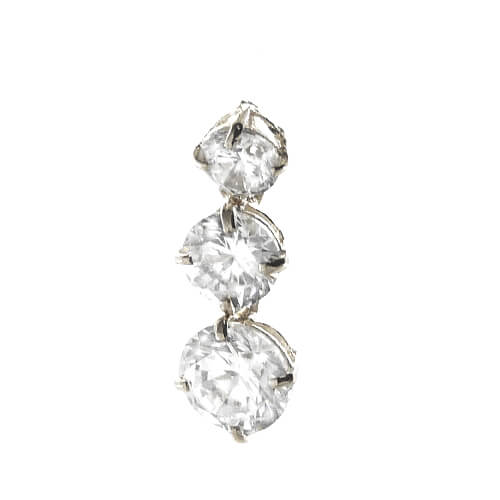 Colgante tres circonitas de 4mm,5mm y 6mm. oro blanco 18k