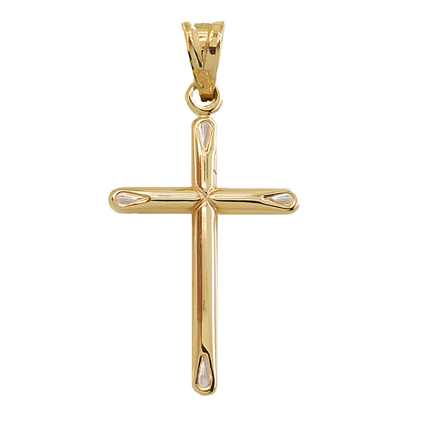 Colgante cruz sin cristo bicolor oro 18k