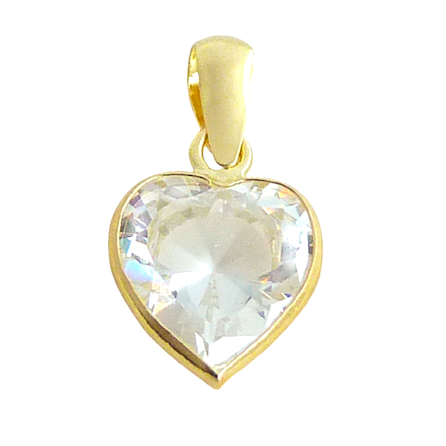 Colgante corazón circonita bocelado oro18k