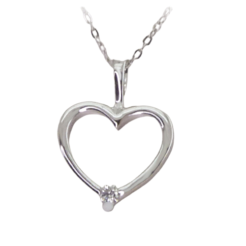 Gargantilla corazón brillo diamantes oro blanco 18k