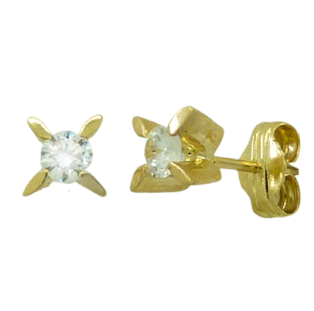 Pendientes circonitas 4 garras cuchilla brillo oro 18k