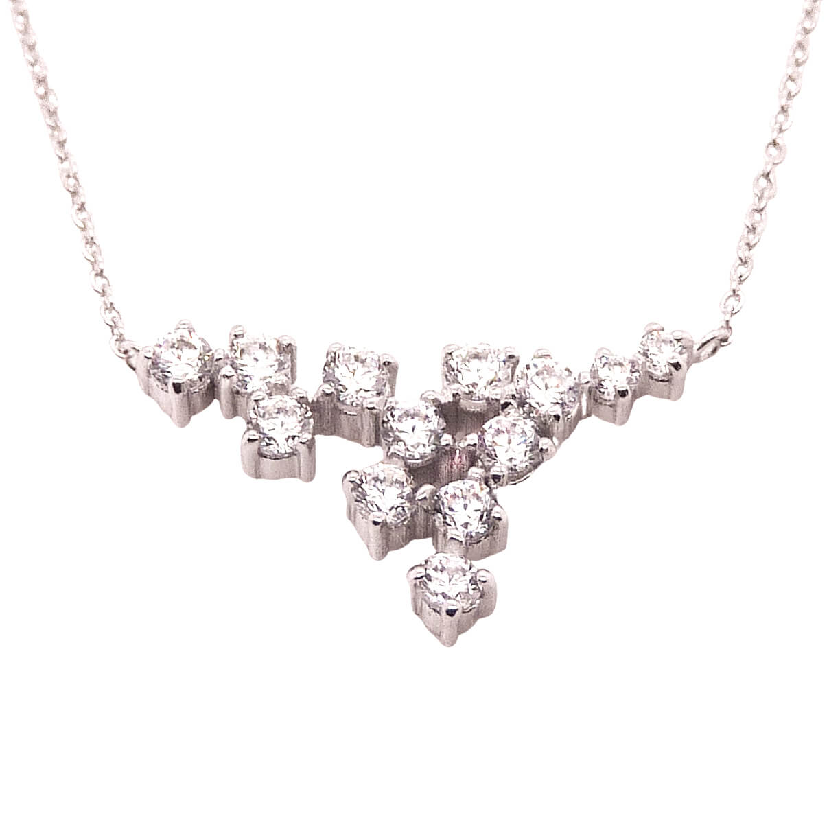 Gargantilla racimo de circonitas oro blanco 18k