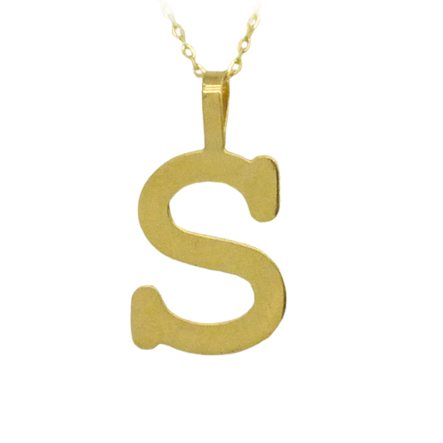 Gargantilla letra S brillo espejo oro 18k