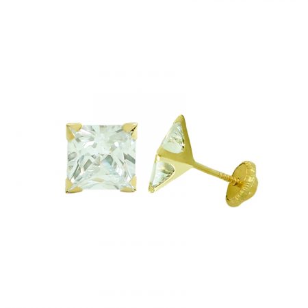 Pendientes "Beckham" carré medida 3x3mm.oro 18k
